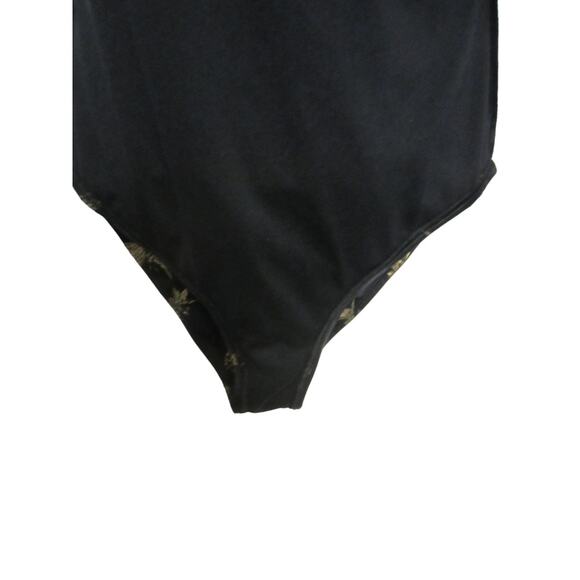 City Streets Pineapple One Piece Swimsuit Black Gold Scoop Back S - Picture 9 of 12